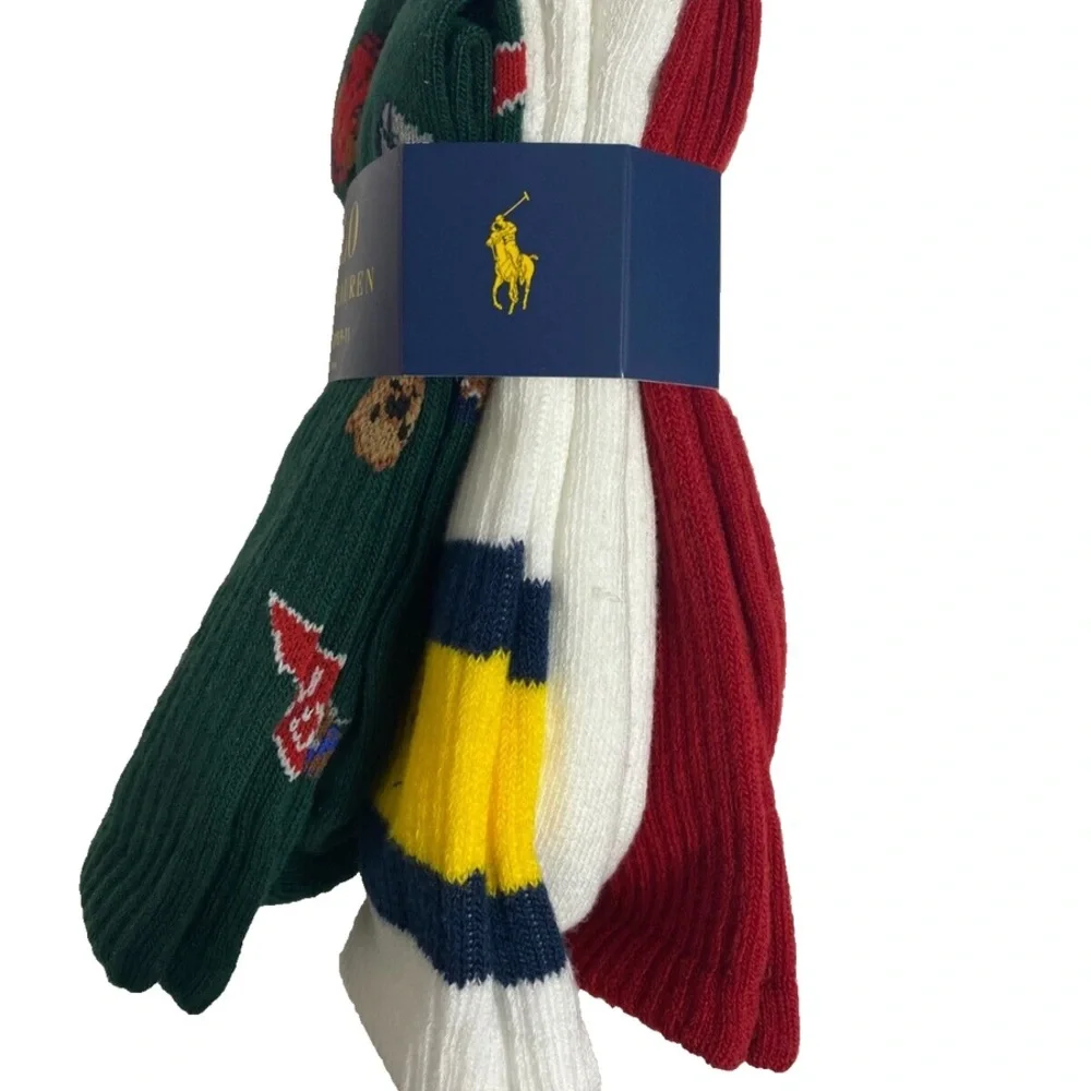 Polo RALPH LAUREN BOYS PONY - 3 PAIRS Crew SOCKS